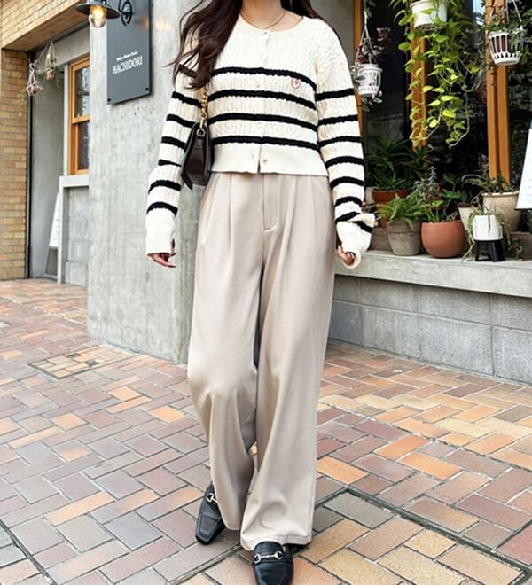 GeeRA（ジーラ）の「着心地抜群！ハイウエストダブルタックワイドパンツ（フルレングスパンツ）」｜詳細画像