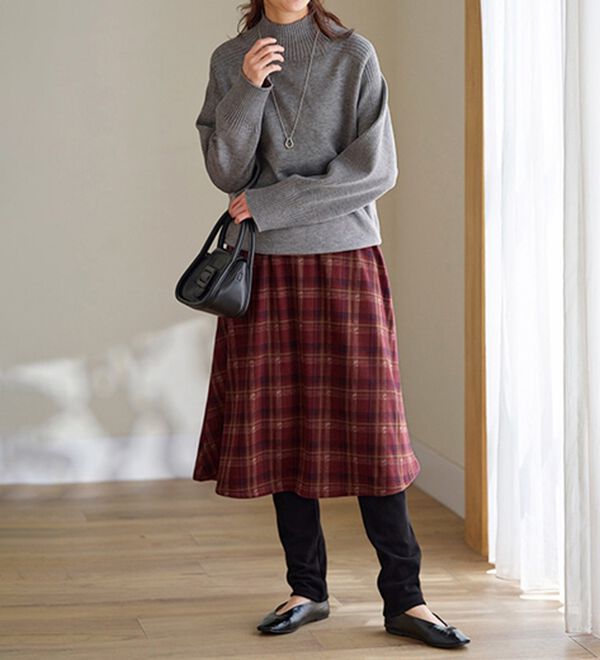 BELLUNA（ベルーナ）の「まるではく毛布！静電防止付レギンス付スカート（フルレングスパンツ）」｜詳細画像