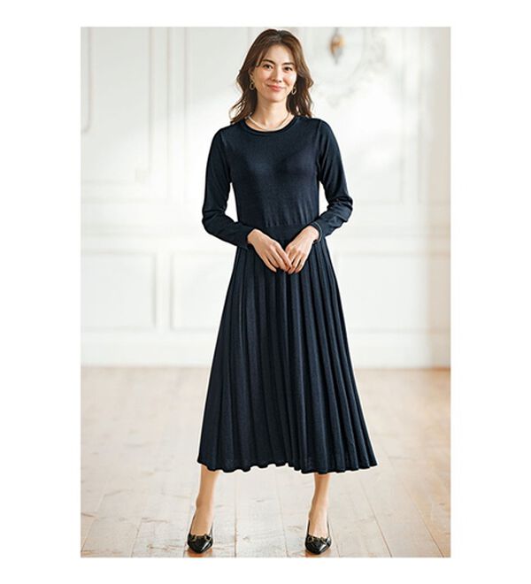 BELLUNA（ベルーナ）の「配色使いニットジャケットワンピースアンサンブル（アンサンブル）」｜詳細画像