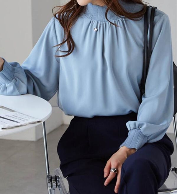 RANAN（ラナン）の「スカラップリブニット使いブラウス（ブラウス）」｜詳細画像