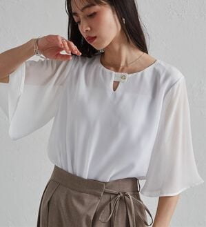 RANAN（ラナン）の「【ひんやり】フレアー袖シフォンブラウス（ブラウス）」｜詳細画像