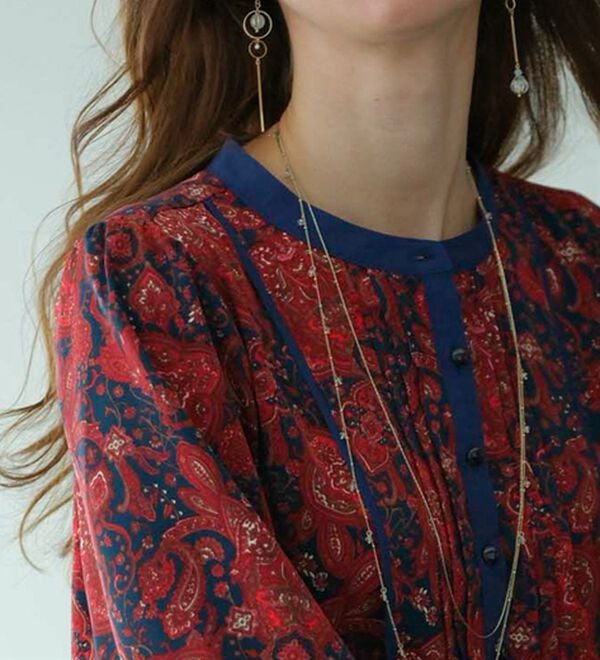 BELLUNA（ベルーナ）の「ビンテージ柄ピンタック使いワンピース（その他ワンピース）」｜詳細画像