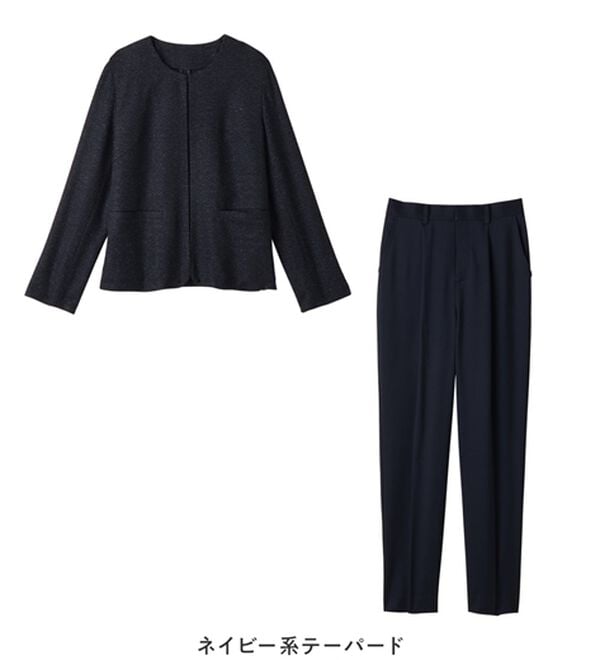 Viola e Viola（ヴィオラ エ ヴィオラ）の「【選べるボトムス】２点セット洗える！ツイードセットアップスーツ（パンツスーツ）」｜詳細画像