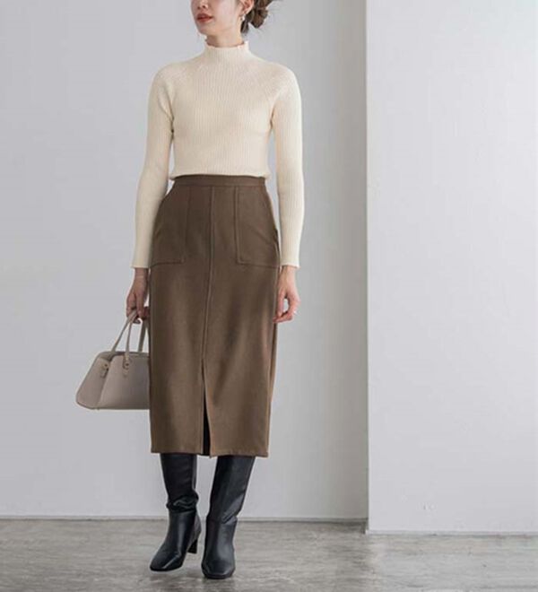 Pierrot（ピエロ）の「着回しストレッチリブハイネックニット（ニット・セーター）」｜詳細画像