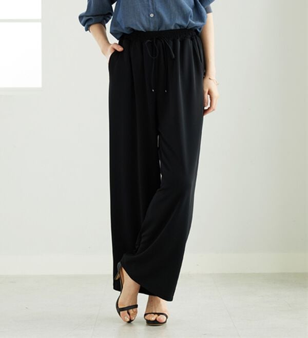 BELLUNA（ベルーナ）の「シャリさら！快適ドロストワイドパンツ（ワイドパンツ・ガウチョ）」｜詳細画像