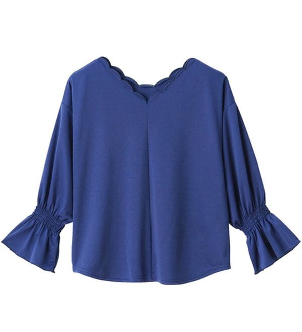 RANAN（ラナン）の「ひんやり！キャンディースリーブスカラップブラウス（カットソー）」｜詳細画像