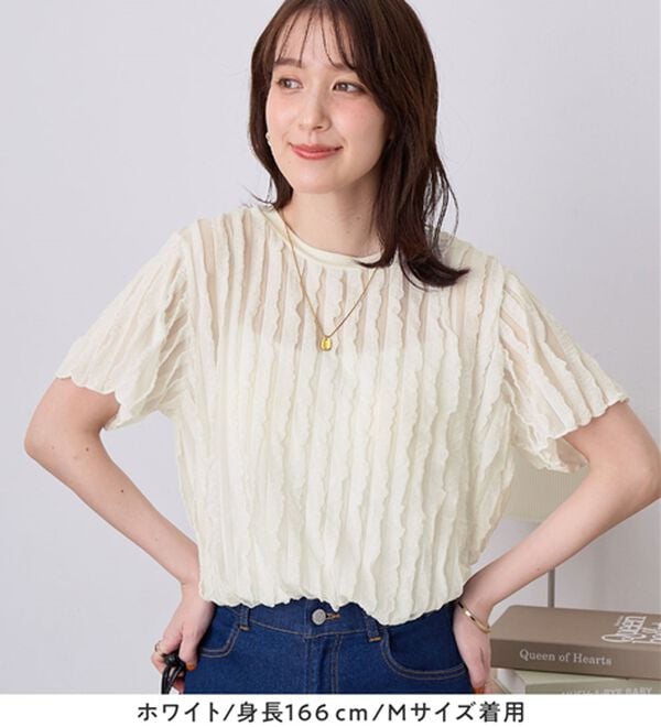 Viola e Viola（ヴィオラ エ ヴィオラ）の「フリルシアー素材ゆるトップス（ブラウス）」｜詳細画像