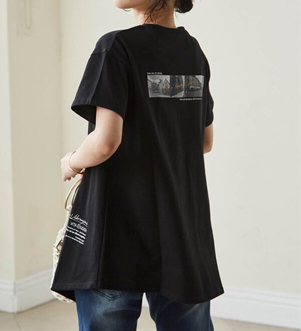 RANAN（ラナン）の「【接触冷感】ロゴプリントチュニックTシャツ（Tシャツ）」｜詳細画像