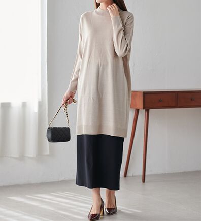 RANAN（ラナン）の「カシミヤタッチニットチュニックワンピース（チュニック）」