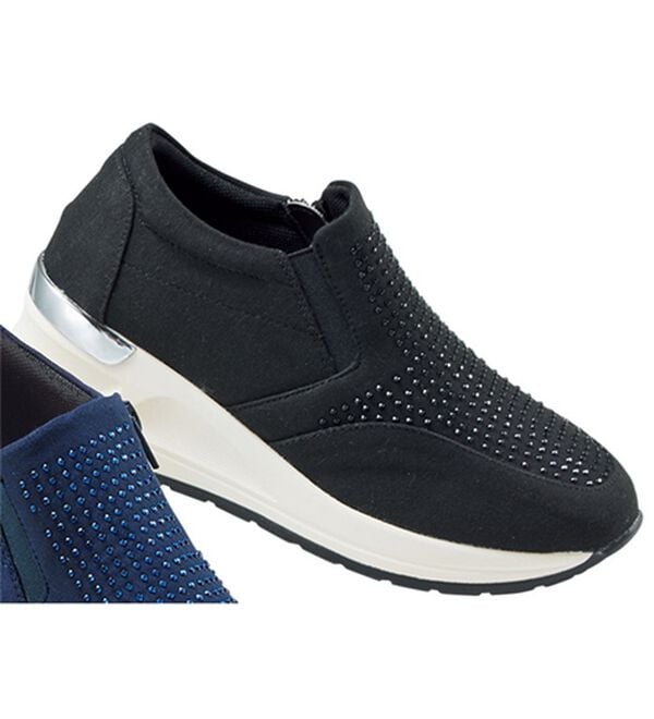 BELLUNA（ベルーナ）の「４Ｅビジュー使い厚底スニーカー（スニーカー）」｜黒