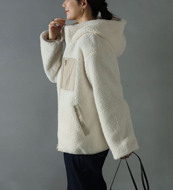 A HAPPY MARILYN（アハッピーマリリン）の「【Ｌ～８Ｌ】中綿入りボアフードブルゾン（ブルゾン）」｜詳細画像