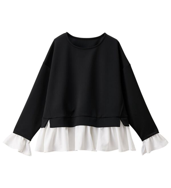 RANAN（ラナン）の「＜ＨＳ＞重ね着風配色フリルプルオーバー（カットソー）」｜詳細画像