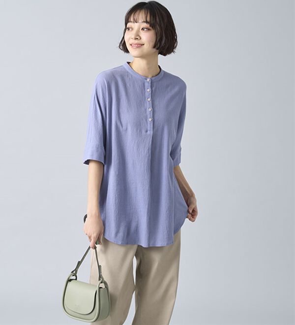 BELLUNA（ベルーナ）の「綿１００％ワッシャー素材ゆったりドルマンブラウス（ブラウス）」｜詳細画像