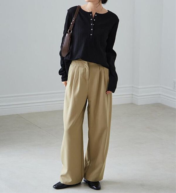 RANAN（ラナン）の「ヘンリーネックワッフルロンＴ（カットソー）」｜詳細画像