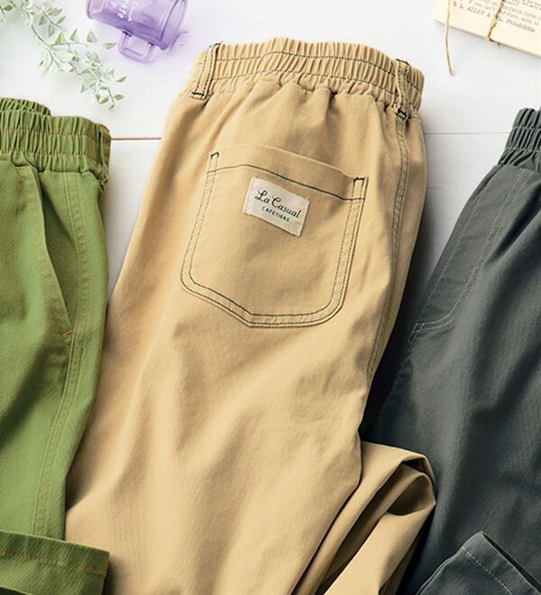ルフラン（ルフラン）の「ラクばきコットン混パンツ＜ポプル＞（フルレングスパンツ）」｜ベージュ