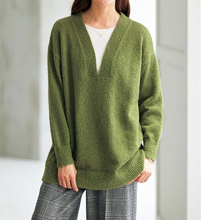 BELLUNA（ベルーナ）の「衿レイヤードで気分が上がる！Ｖネックゆったりセーター（ニット・セーター）」