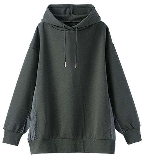 BELLUNA（ベルーナ）の「フード付き異素材切替細見えプルオーバー（カットソー）」｜詳細画像