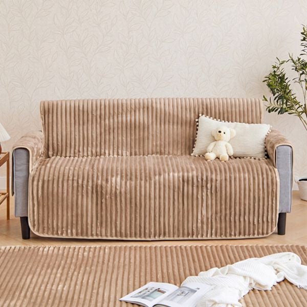 iellio（イエリオ）の「ふんわりとろけるストライプソファカバー＜洗える・選べるサイズ・滑り止め付・おしゃれ・大人かわいい・ｈｕｇｌｉｎｅ＞（ソファーカバー）」｜詳細画像