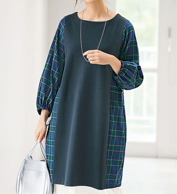 週末お値下げ中　familiar チュニック　90 現行品 定番チェック ひらっと体型も隠せる！チェックチュニックワンピース - ベルーナ【公式】