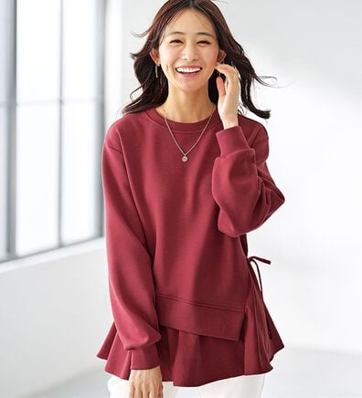 BELLUNA（ベルーナ）の「サイドリボン使い異素材切替プルオーバー（カットソー）」