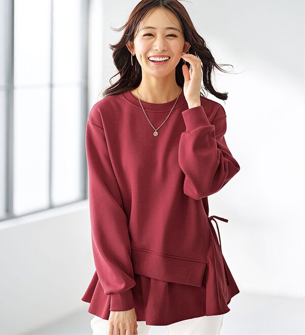 サイドリボン使い異素材切替プルオーバー - ベルーナ【公式】