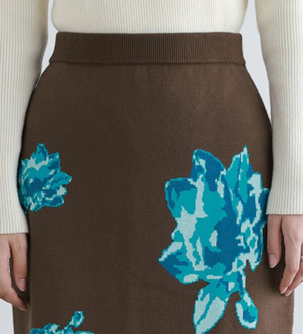 Pierrot（ピエロ）の「花柄ジャカードスカート（ひざ丈スカート）」｜詳細画像