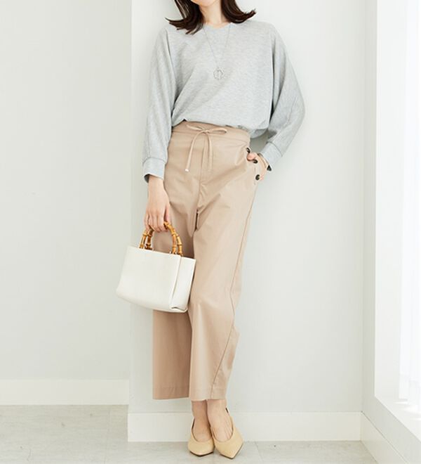 BELLUNA（ベルーナ）の「サラリ綿混ボタン使いワイドパンツ（ワイドパンツ・ガウチョ）」｜詳細画像