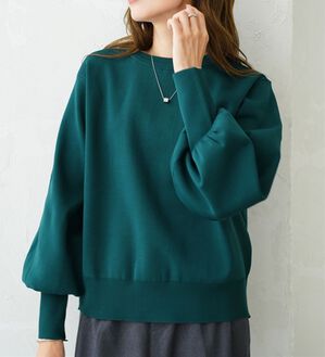 A HAPPY MARILYN（アハッピーマリリン）の「【Ｌ～６Ｌ】二の腕細見せ！ぽわん袖ニット（ニット・セーター）」｜グリーン