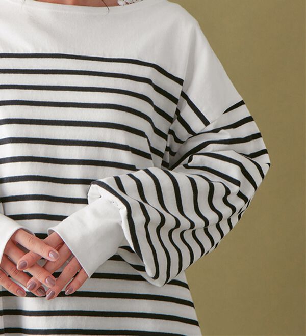 Viola e Viola（ヴィオラ エ ヴィオラ）の「トレンドを楽しむ！バスクボーダーパフ袖プルオーバー（カットソー）」｜詳細画像