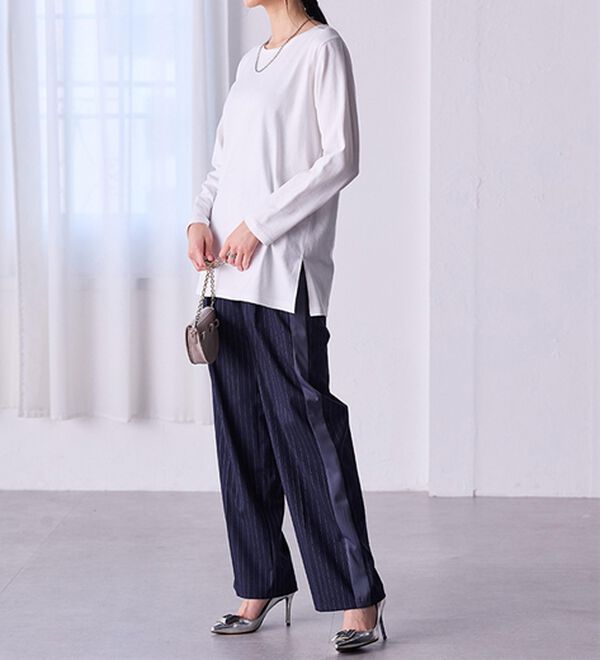 RANAN（ラナン）の「＜ＢＣ＞綿１００％&times;吸湿発熱！あったか裾スリットロングプルオーバー（カットソー）」｜詳細画像