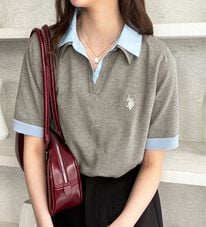 GeeRA（ジーラ）の「【ＵＳ．ＰＯＬＯ．ＡＳＳＮ】衿付ポロニットトップス（ニット・セーター）」