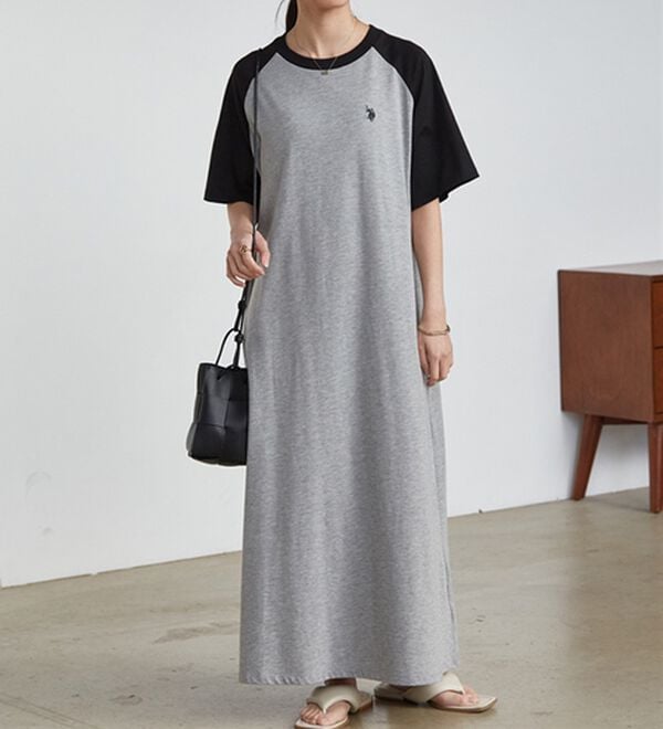 RANAN（ラナン）の「＜Ｕ．Ｓ．ＰＯＬＯ　ＡＳＳＮ．＞ラグランカットソーＡラインワンピース（カットソーワンピース）」｜詳細画像