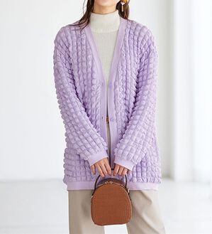 BELLUNA（ベルーナ）の「ポコポコが可愛いゆったりポップコーンカーディガン（その他カーディガン）」｜ラベンダー