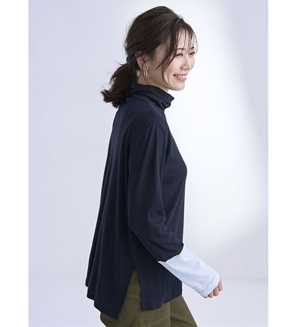 BELLUNA（ベルーナ）の「綿１００％配色シアープルオーバー（カットソー）」｜詳細画像