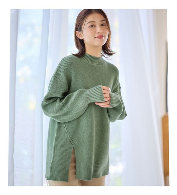 Viola e Viola（ヴィオラ エ ヴィオラ）の「【毛玉になりにくい・静電気防止】サイドスリットハイネックニット（ニット・セーター）」｜詳細画像