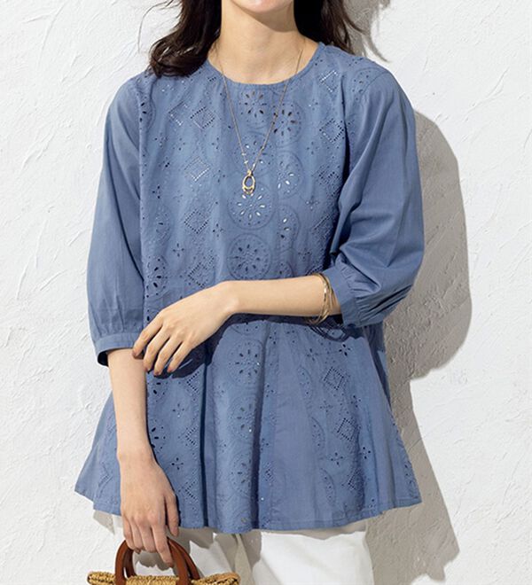 ルフラン（ルフラン）の「刺しゅうレースの切替ブラウス（ブラウス）」｜詳細画像