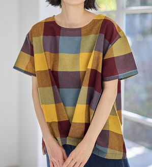 Viola e Viola（ヴィオラ エ ヴィオラ）の「ビッグチェック裾タックブラウス（ブラウス）」｜詳細画像