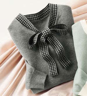 ルフラン（ルフラン）の「選べる衿デザインニット（ニット・セーター）」｜杢グレー