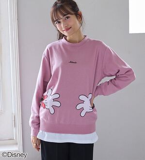 BELLUNA（ベルーナ）の「＜Ｄｉｓｎｅｙ＞【ミッキー＆ミニー】抱き着きプリント裏起毛トレーナー（カットソー）」｜ピンク(ミニー)