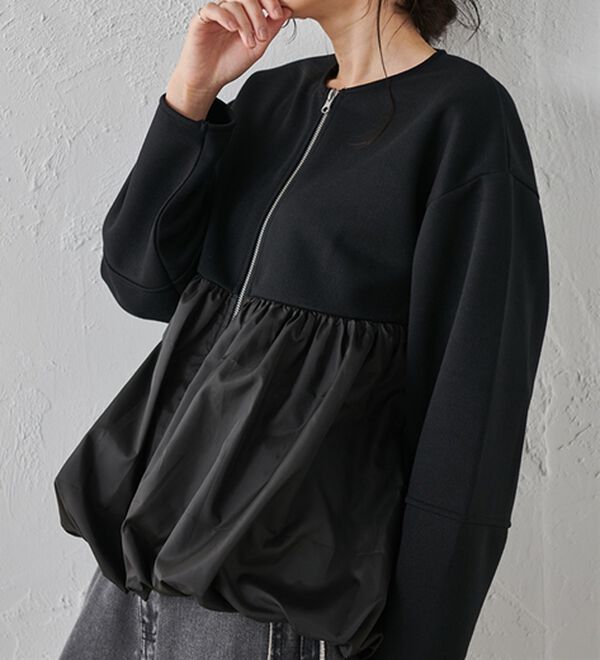 RANAN（ラナン）の「ペプラム切替バルーンブルゾン（ブルゾン）」｜ブラック