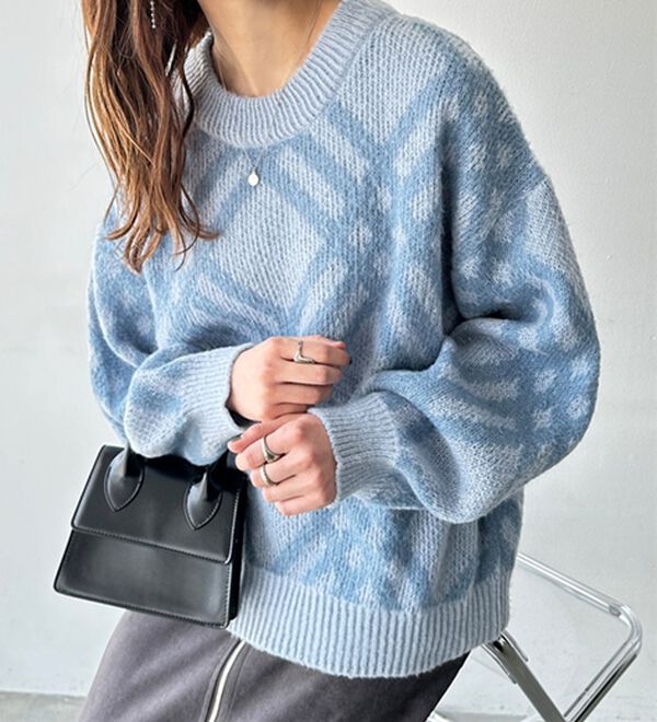 GeeRA（ジーラ）の「モヘアライクチェック柄ニットプルオーバー（ニット・セーター）」｜詳細画像