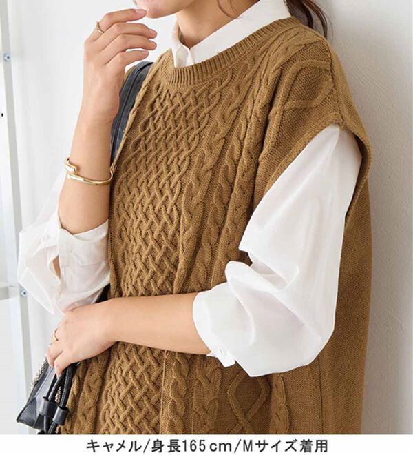 Bryceland's ニットベスト キャメル 38 洗える／日本製／ラメ混】ニットベスト（ニット/セーター