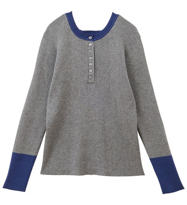 GeeRA（ジーラ）の「レイヤード風ヘンリーネックリブニットトップス（ニット・セーター）」｜詳細画像