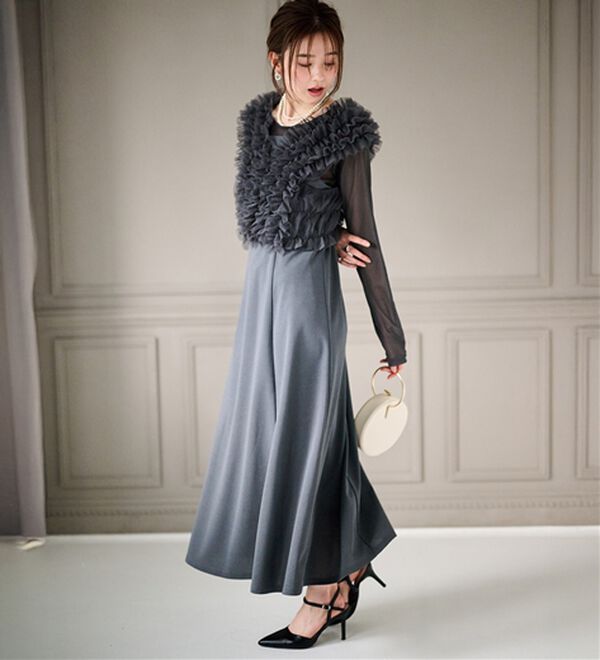 RANAN（ラナン）の「＜３点セット＞チュールフリルベストフレアワンピース（その他ワンピース）」｜詳細画像