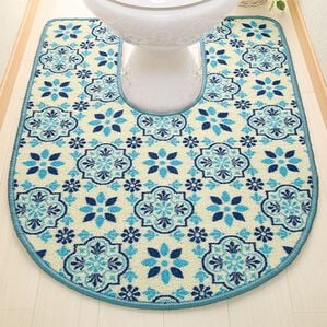 「奥までしっかりガード！耳長トイレマット（トイレマット）」｜タイルブルー