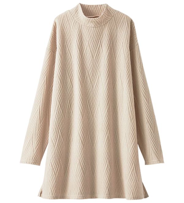 BELLUNA（ベルーナ）の「ふんわりジャカード素材ハイネックチュニック（チュニック）」｜詳細画像