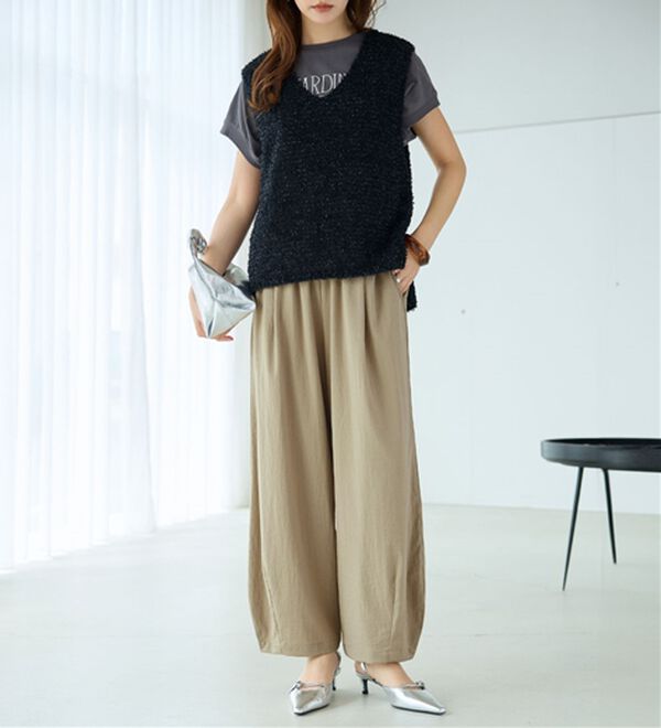 BELLUNA（ベルーナ）の「さらっと肌離れ！ひんやりカーブパンツ（ワイドパンツ・ガウチョ）」｜詳細画像