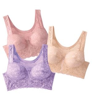 「【３色組】ＮＥＷ背筋きれい綿混前開きブラ（ブラジャー）」｜3色組