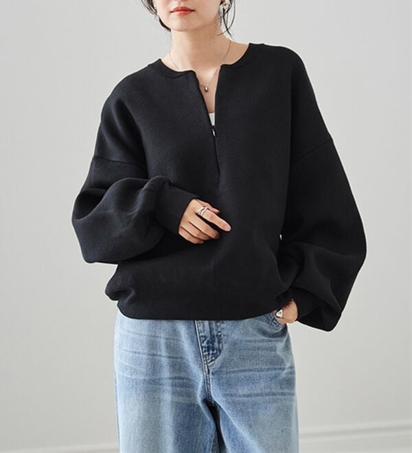 RANAN（ラナン）の「ハーフジップスウェットライクニット（ニット・セーター）」｜詳細画像