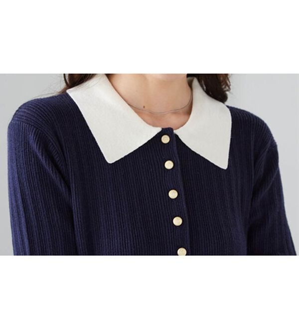 RANAN（ラナン）の「ポロカラーリブニットワンピース（ロングワンピース）」｜詳細画像